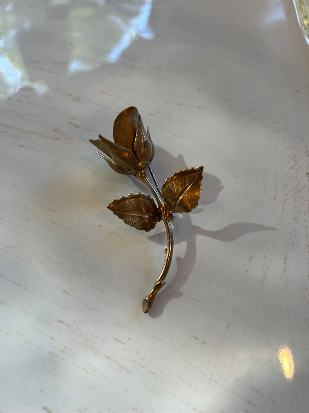 Vintage Gold-Tone Rose Brooch Pin - Giovanni